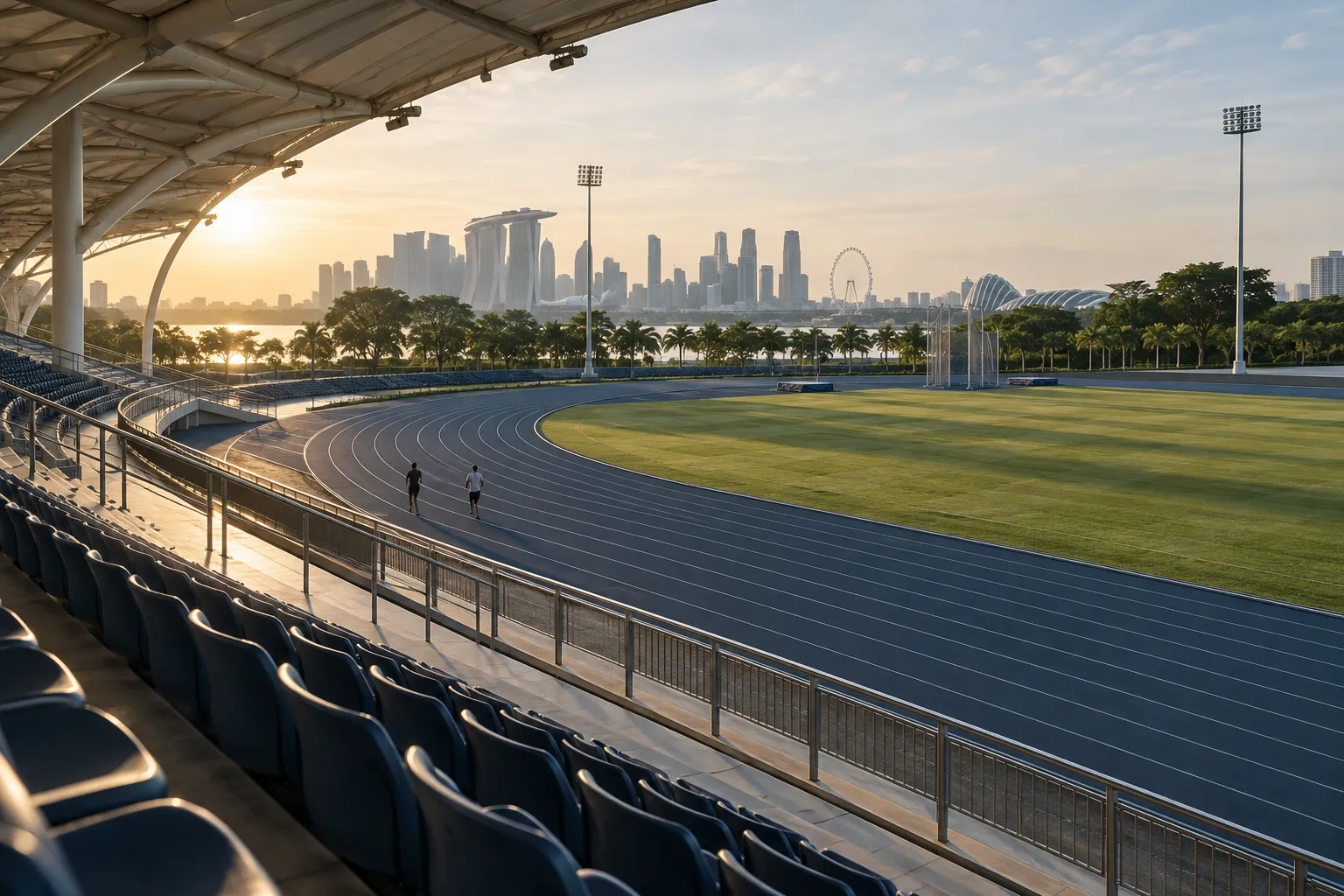 Athletics stadium with a running track